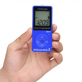HRD-602 Portable Radio Receiver FM/AM Radio LCD Display Lock Button Pocket Radio with Earphone Sports Pedometer